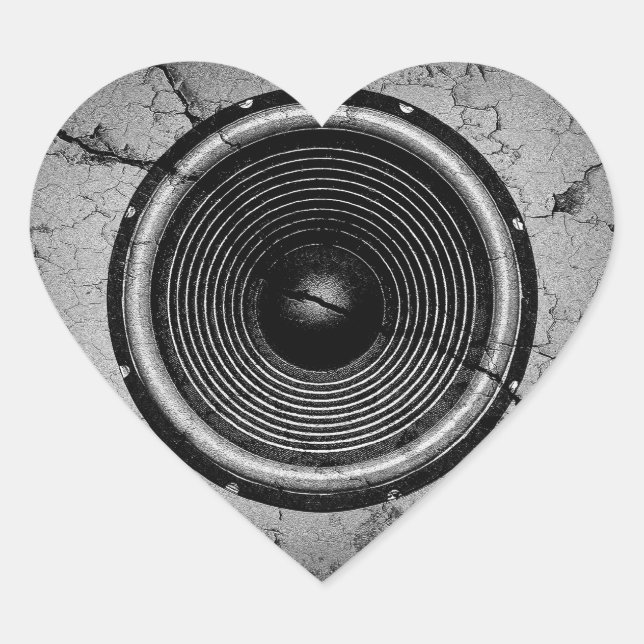 Music speaker on a cracked wall heart sticker (Front)