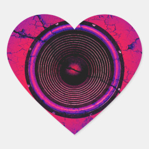Music speaker on a cracked wall heart sticker