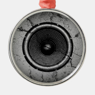 Music speaker on a cracked wall metal ornament