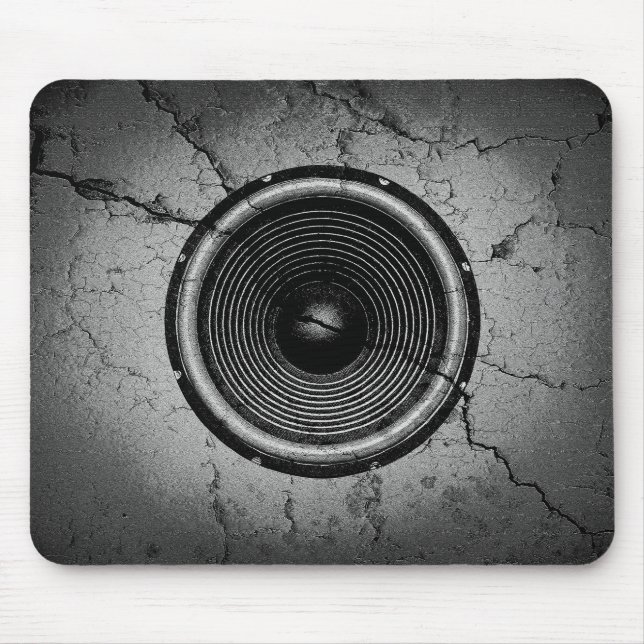 Music speaker on a cracked wall mouse pad (Front)