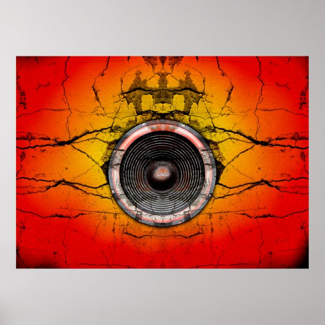 Music speaker on a cracked wall poster (Front)