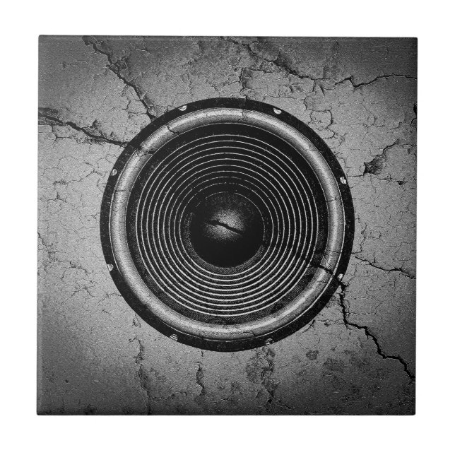 Music speaker on a cracked wall tile (Front)