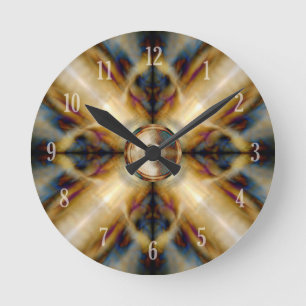Music speaker on a gold cross background round clock
