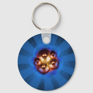 Music speakers and blue sunburst key ring