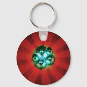 Music speakers and red sunburst key ring