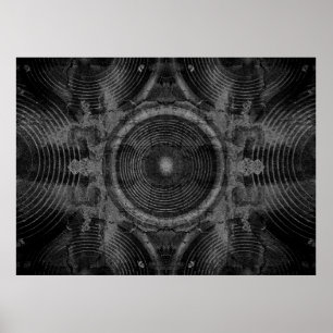 Music speakers on a cracked wall poster