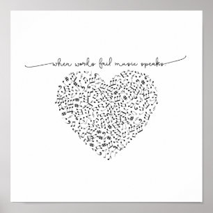 Music Speaks Heart Notes Framed or Unframed Poster