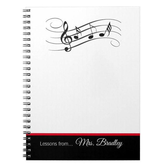 Music Staff and Notes Notepad, Music Teacher Notebook (Front)