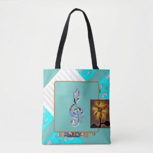 Music staff tote bag