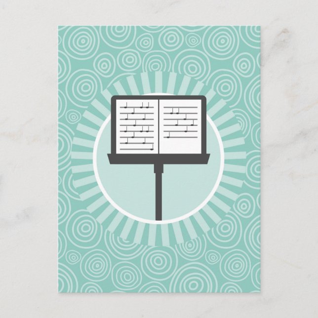 Music Stand Fun Turquoise Swirl Musician Postcard (Front)