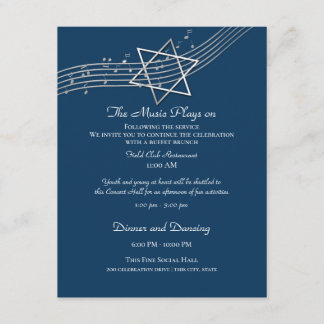 Music Star of David Mitzvah Information Details Enclosure Card