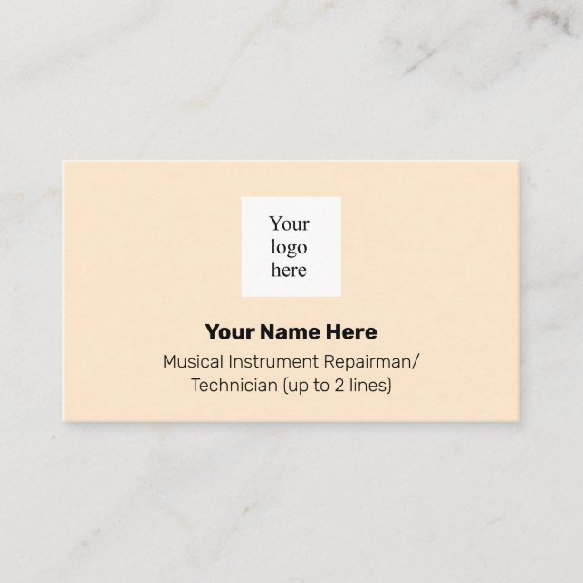Music Store Logo Instrument Tech Blanched Almond Business Card (Front)