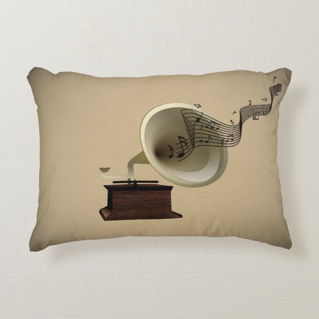 Music Streams from Gramophone Decorative Cushion (Front)