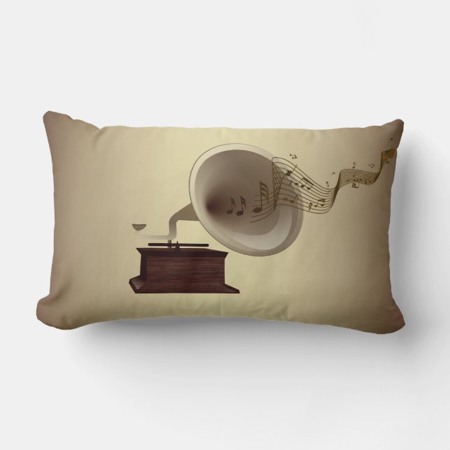 Music Streams from Gramophone Lumbar Cushion (Front)