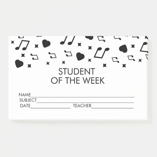 Music Student Award Achievement Post-it Notes (Front)