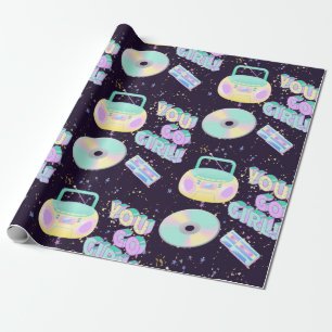 music style 90s pattern wrapping paper