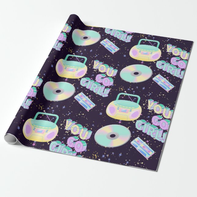 music style 90s pattern  wrapping paper (Unrolled)