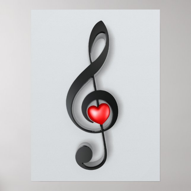 music symbol and lovely heart poster (Front)