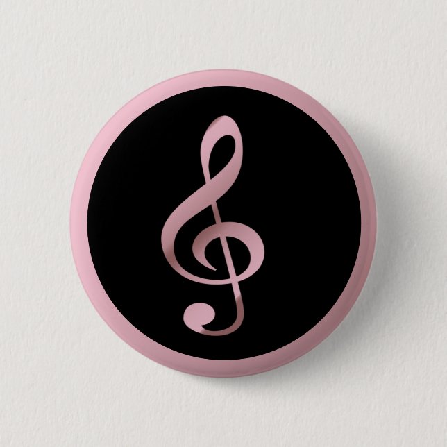 Music Symbol Clef Notes in Rose Gold Black 6 Cm Round Badge (Front)