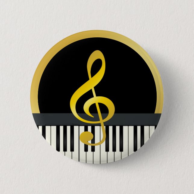 Music Symbol Piano Board Clef Notes 6 Cm Round Badge (Front)