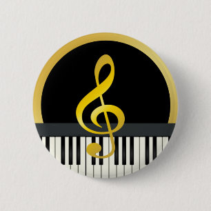 Music Symbol Piano Board Clef Notes 6 Cm Round Badge