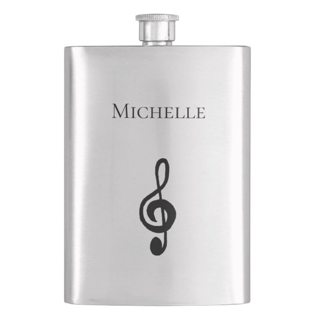 Music Symbol Treble Clef Simple Hip Flask (Front)