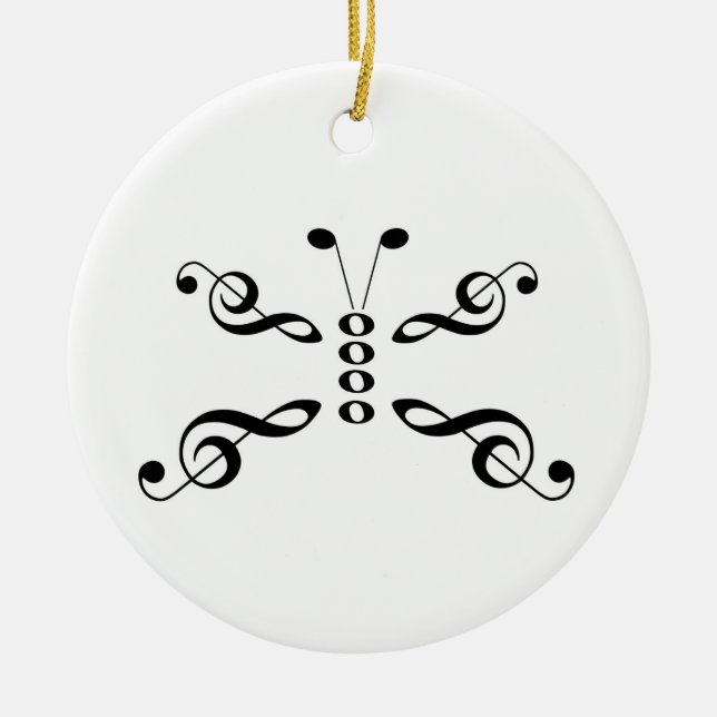 Music Symbols Butterfly Ceramic Tree Decoration (Front)