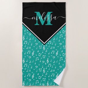 Music symbols personalised   beach towel