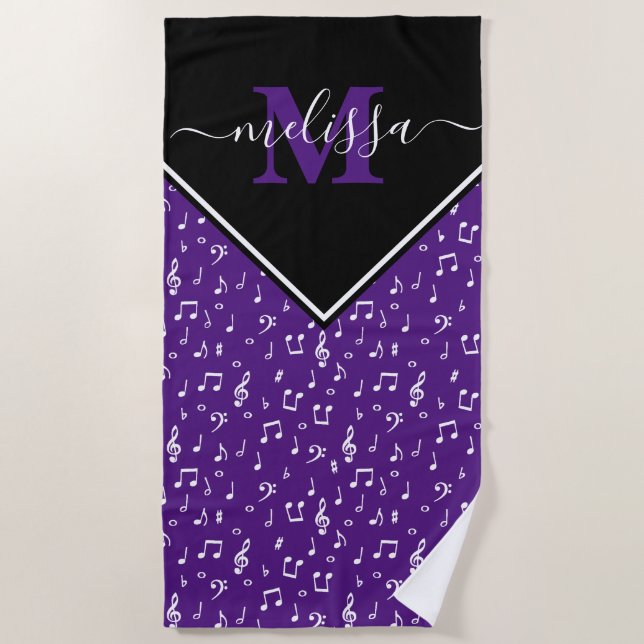 Music symbols personalised   beach towel (Front)