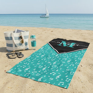 Music symbols personalised   beach towel