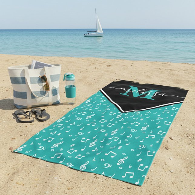Music symbols personalised   beach towel (Creator Uploaded)