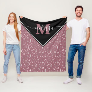 Music symbols personalised fleece blanket