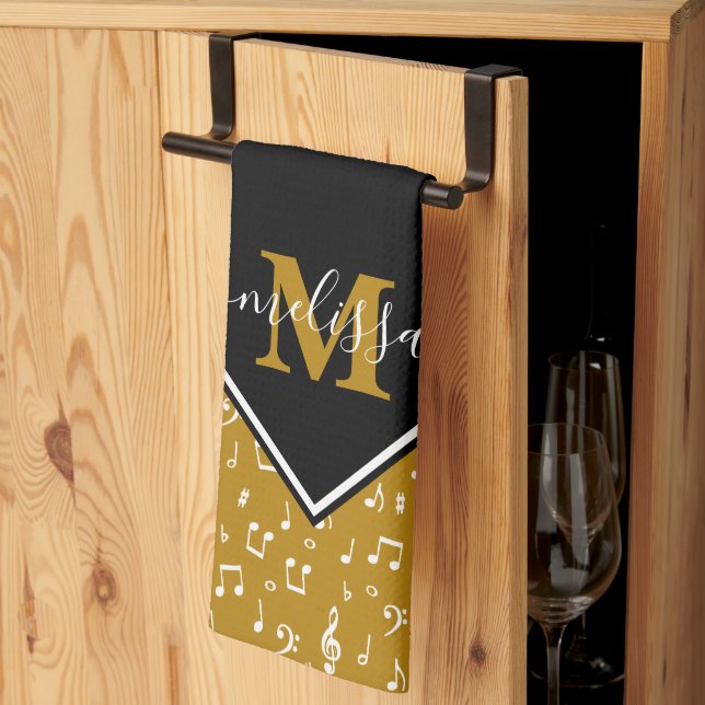 Music symbols personalised  tea towel (Thirds Fold)