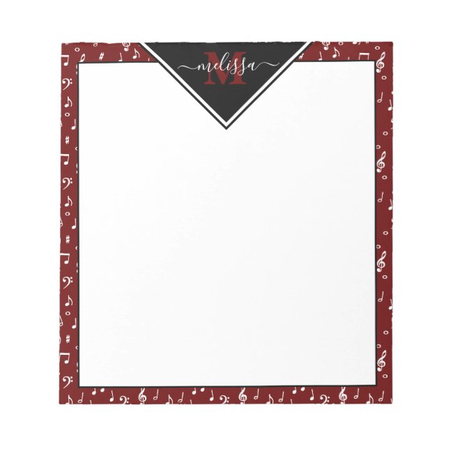 Music symbols personalized  notepad (Front)