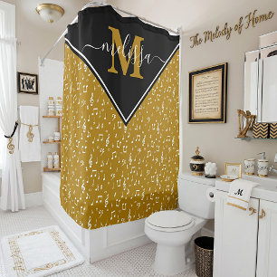 Music symbols personalized shower curtain