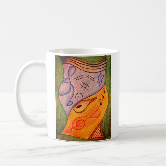Music Symbols Treble Clef Colourful Coffee Mug (Left)