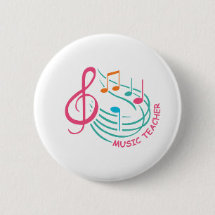 music teacher 6 cm round badge