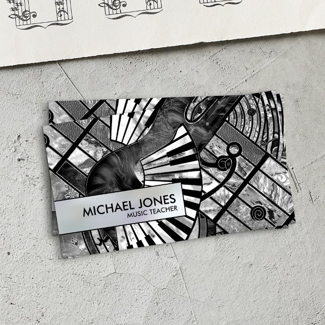 Music Teacher Abstract Art collage Business Card (Creator Uploaded)