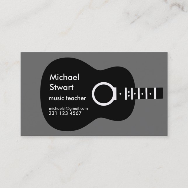 music teacher . acoustic guitar business card (Front)