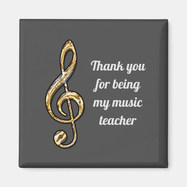 Music Teacher Appreciation Gold Clef Thank You Magnet (Front)