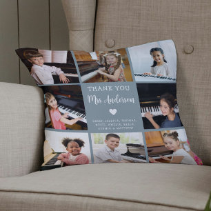 Music Teacher Appreciation Photo Collage Blue Cushion