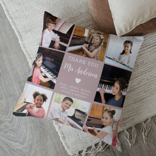 Music Teacher Appreciation Photo Collage Pink  Cushion