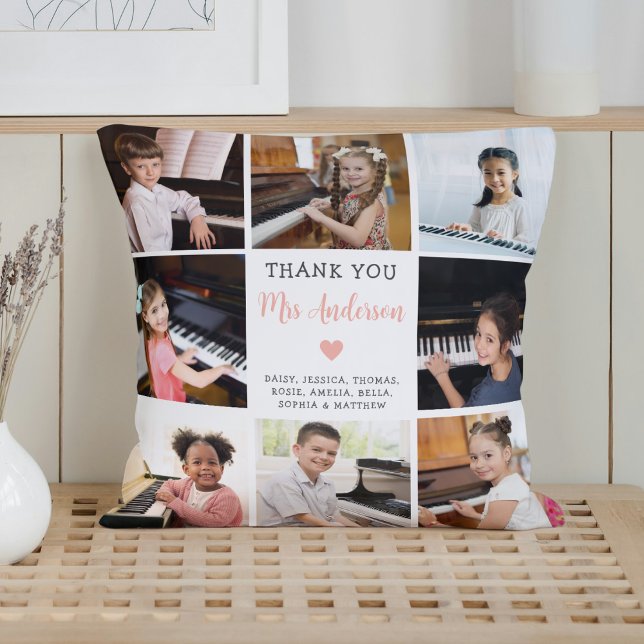 Music Teacher Appreciation Photo Collage White  Cushion (Creator Uploaded)