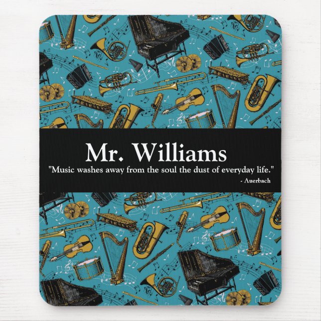 Music Teacher, Back To School, Instruments Mouse Pad (Front)