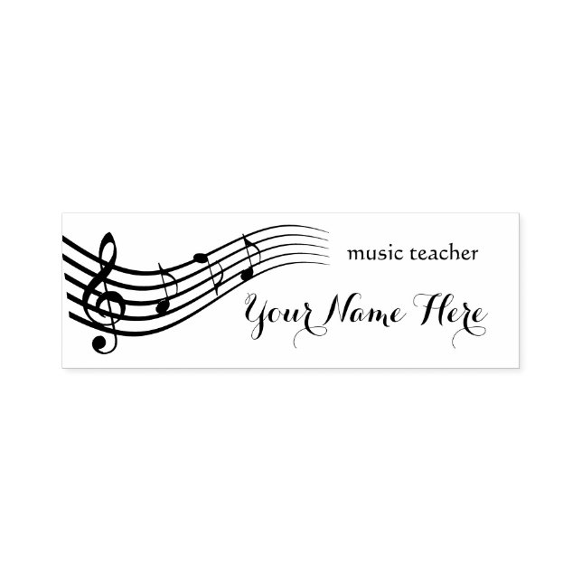 music teacher black and white melody design self-inking stamp (Design)