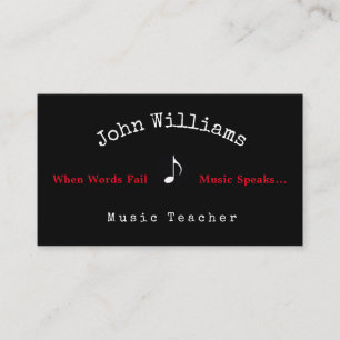 music teacher black business card + musical note