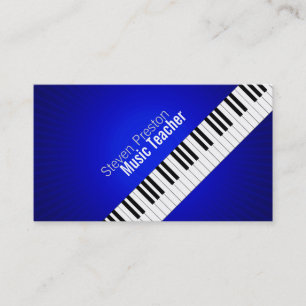 Music Teacher   Blue Piano Keys Business Card