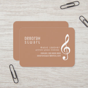 Music Teacher Boho Brown Terracotta Business Card