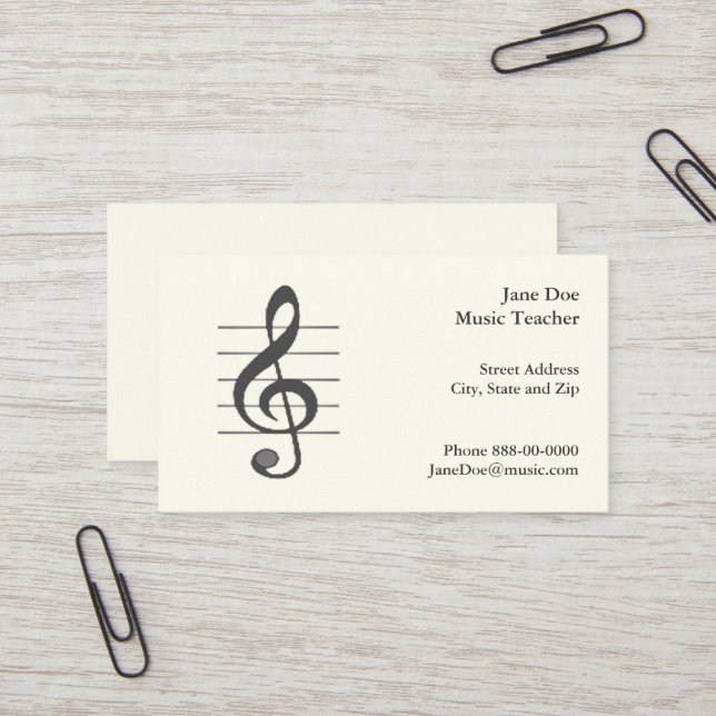 Music Teacher Business Card (Front/Back In Situ)