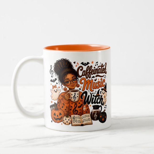 Music Teacher Caffeinated Witch Two-Tone Mug (Left)
